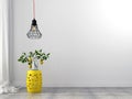 Yellow stool and wire chandelier Royalty Free Stock Photo