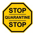 Yellow stop sign quarantine vector page sign warning about the quarantine zone coronavirus COVID, stop the movement of Royalty Free Stock Photo