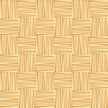 Yellow straw woven striped geometric seamless pattern, vector