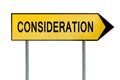 Yellow street concept consideration sign