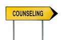 Yellow street concept counseling sign