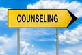 Yellow street concept counseling sign