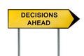 Yellow street concept decisions ahead sign