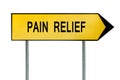 Yellow street concept pain relief sign