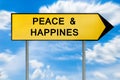 Yellow street concept peace and happines sign