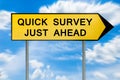 Yellow street concept quick survey just ahead sign