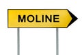 Yellow street concept sign Moline isolated on white Royalty Free Stock Photo