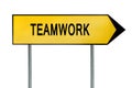 Yellow street concept teamwork sign