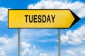 Yellow street concept Tuesday sign Royalty Free Stock Photo