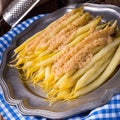 Yellow string bean with bread crumbs Royalty Free Stock Photo