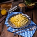 Yellow string bean with bread crumbs Royalty Free Stock Photo