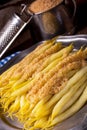 Yellow string bean with bread crumbs Royalty Free Stock Photo