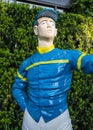 Yellow Stripe Metal Lawn Jockey