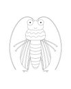 Yellow Striped Beetle Vector Cartoon Colorless