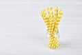 Yellow striped environmentally friendly straws biodegradable paper