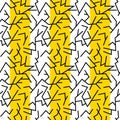 Yellow Stripes Black lines Seamless Pattern Royalty Free Stock Photo