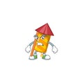 Yellow stripes fireworks rocket cartoon character style with angry face