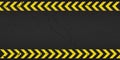 Yellow Stripped Rectangle on black background. Blank Warning Sign. Warning Background. Template. Under construction