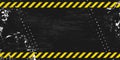 Yellow Stripped Rectangle on dark gray background. Blank Warning Sign and text space. Warning Background. Royalty Free Stock Photo