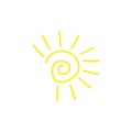 Yellow Stylized Sun in Inky Painted Tribal Style vector icon