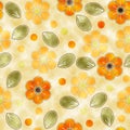 Yellow stylized watercolored flowers background