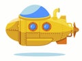 Yellow Submarine, Bathyscaphe cartoon boat, sea research transport. Vector Royalty Free Stock Photo