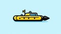 Yellow Submarine Boat Icon In Minimal Line Art Style