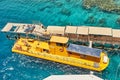 Yellow submarine boat for underwater excursions in the Red Sea Royalty Free Stock Photo