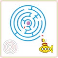 Yellow submarine must pass through a maze and find rare shell on