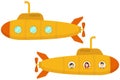 Yellow submarine. Two cartoon yellow submarines.