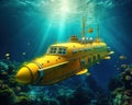 yellow submarine under water. Royalty Free Stock Photo