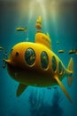 yellow submarine under water