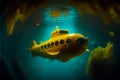 yellow submarine under water Royalty Free Stock Photo