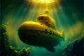 yellow submarine under water Royalty Free Stock Photo