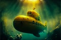 yellow submarine under water