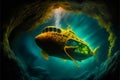 yellow submarine under water Royalty Free Stock Photo