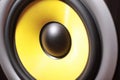 Yellow subwoofer speaker,concept: loud music