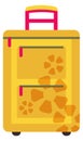 Yellow suitcase. Rolling travel bag flat icon