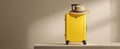 The yellow suitcase with a straw hat exploring summer travel adventures. AI generated image Royalty Free Stock Photo