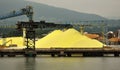 Yellow Sulphur on Dock of Chemical Factory Royalty Free Stock Photo