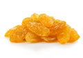 Yellow sultanas raisins close-up isolated on a white background. Royalty Free Stock Photo