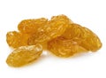 Yellow sultanas raisins close-up isolated on a white background. Royalty Free Stock Photo