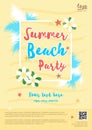 Yellow summer beach party poster template