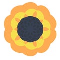 Yellow summer flower, sunny flower, sunflower silhouette in a flat style, cartoon illustration, icon on an isolated Royalty Free Stock Photo