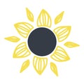 Yellow summer flower, sunny flower, sunflower silhouette in a flat style, cartoon illustration, icon on an isolated Royalty Free Stock Photo