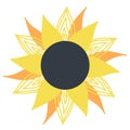 Yellow summer flower, sunny flower, sunflower silhouette in a flat style, cartoon illustration, icon on an isolated Royalty Free Stock Photo
