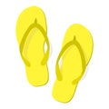 Yellow summer slippers on white background