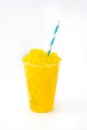 Yellow summer slushie isolated on white background Royalty Free Stock Photo