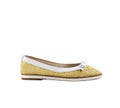 Yellow summer women loafers white background