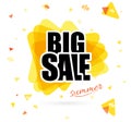 The yellow sun with the Big sale text isolated on white background. Vector summer illustration elements for poster Royalty Free Stock Photo